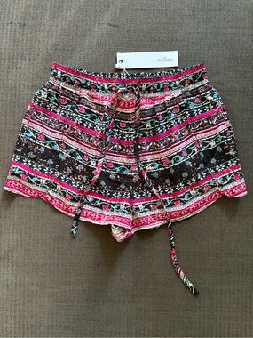 Millau Black Shorts with Pink & Teal Print